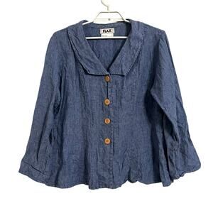 FLAX Collared Button Down Lightweight Blouse